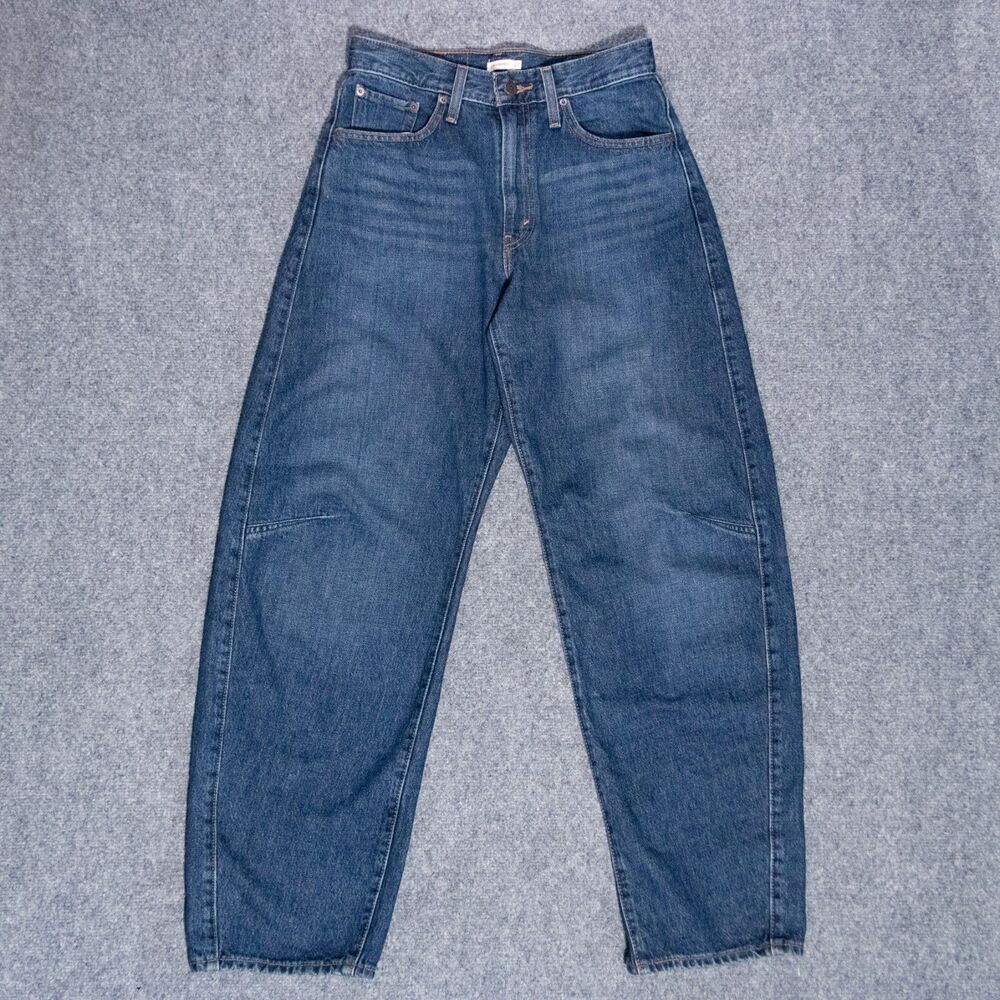 Levi's Cinch Barrel Jeans Dark Wash Denim Women's 27 (28x31) Wide Leg Baggy